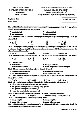 Đề thi thử THPT Quốc gia môn Vật lí - Mã đề 002 - Năm học 2019-2020 - Trường THPT Lê Quý Đôn